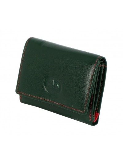 Mały portfel skórzany EL FOREST 855 czerwono zielony skóra